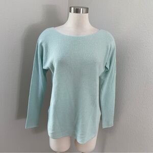 Vince Womens XS Mint Green 100% Cashmere Ribbed Crew Neck‎ Sweater Dolman Sleeve